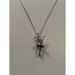 Ballerina Charm Necklace - 925 Sterling Silver Ballerina Dancer Ballet Dance
